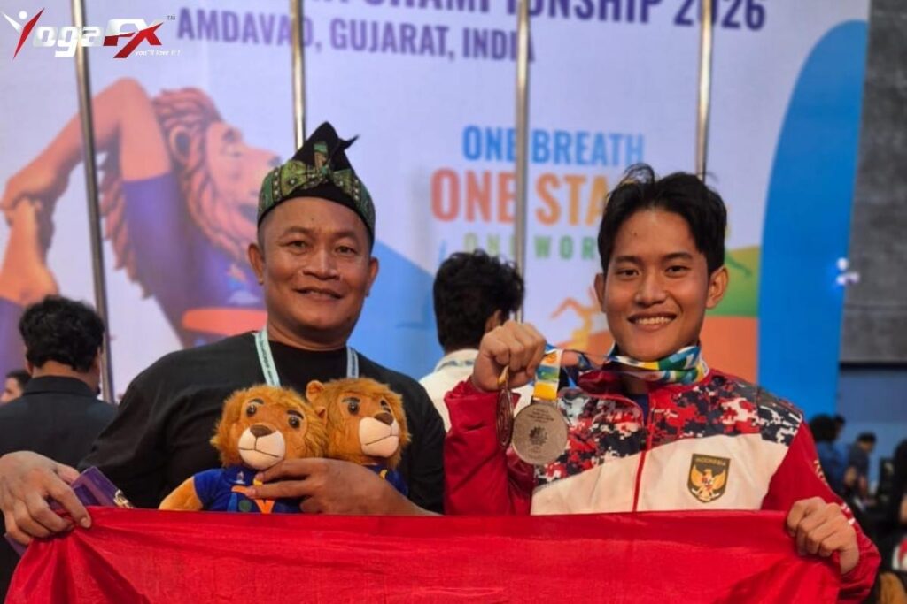 Arkan Fauzan Riyanto YogaFX graduate with silver and bronze medals at World Yogasana Sport Championship Ahmedabad 2026