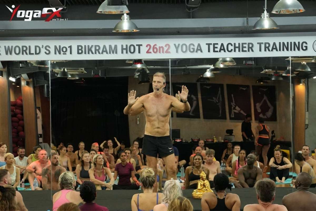 Mr. Ian Terry, E-RYT 500 founder and lead hot yoga instructor at YogaFX Bali, cueing a posture during a Bikram Hot 26&2 class in Seminyak Mr. Ian Terry, E-RYT 500 founder and lead hot yoga instructor at YogaFX Bali, cueing a posture during a Bikram Hot 26&2 class in Seminyak